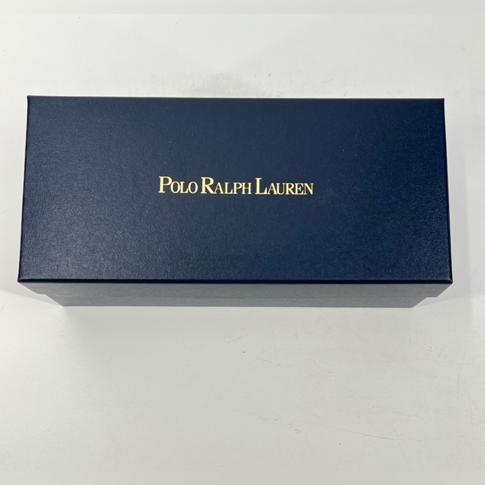NWT Polo Ralph Lauren Navy Unisex Leather Glasses Case With Box And Cloth - Picture 2 of 6